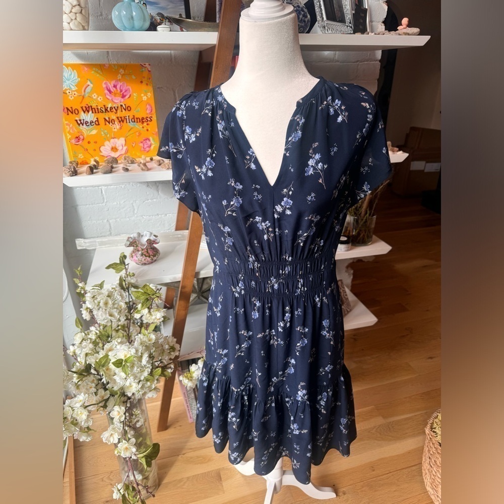 Rebecca Taylor Blue Floral Silk Dress Size 10